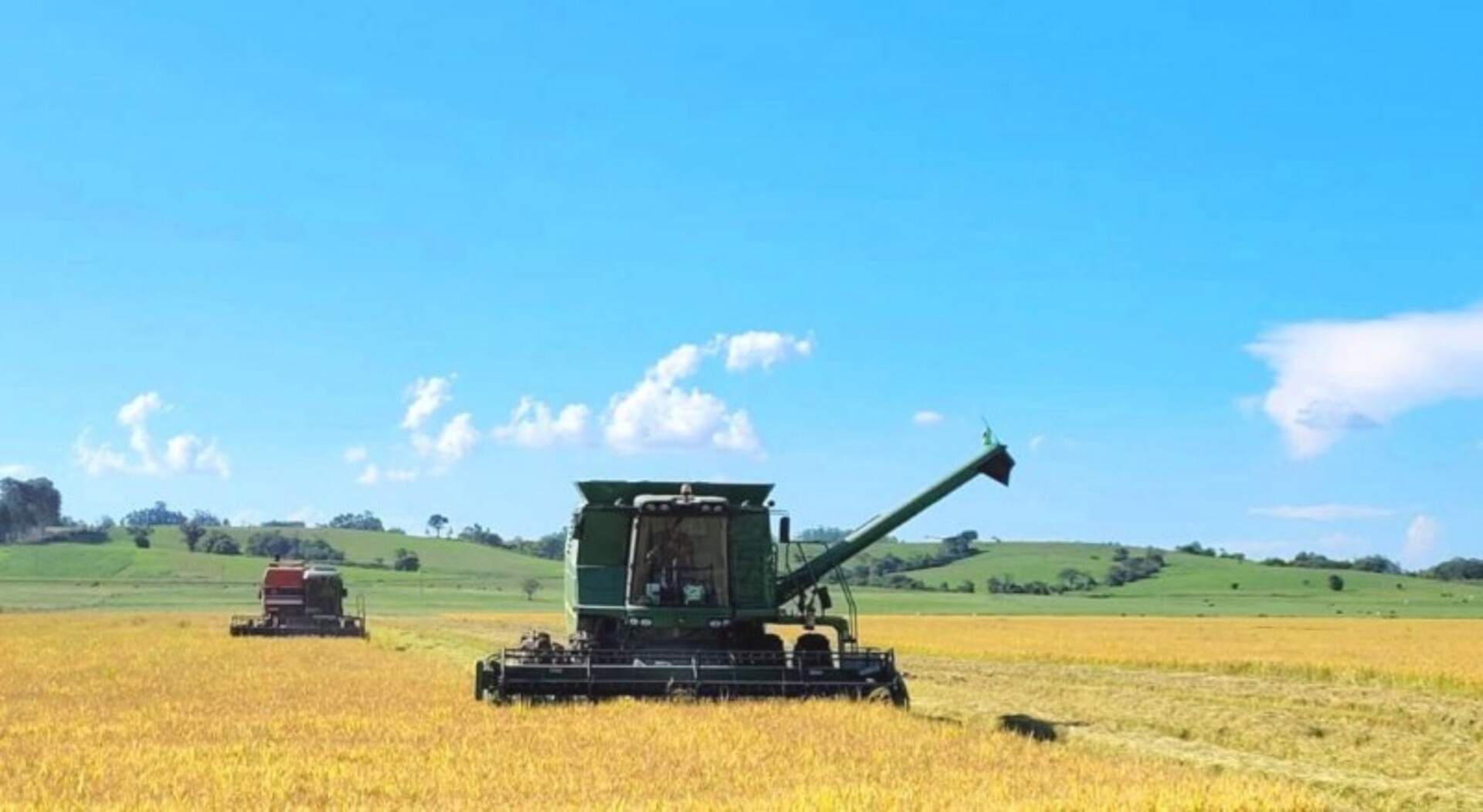 61-No levantamento por região, Fronteira Oeste lidera a colheira do arroz no RS.