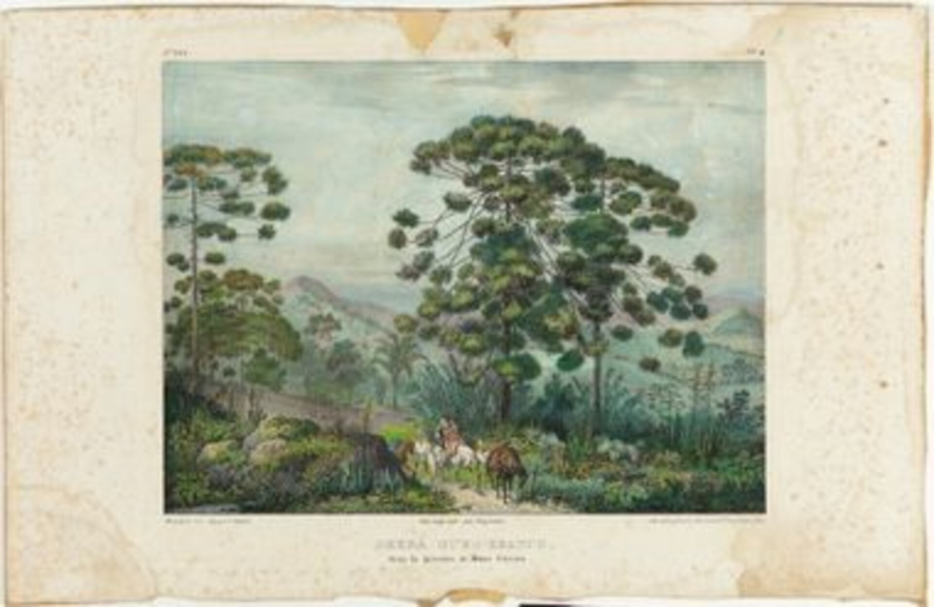 Serra do Ouro-Branco na província de MG, litografia e aquarela sobre papel de Johann Moritz Rugendas , publicada entre 1827-1835.