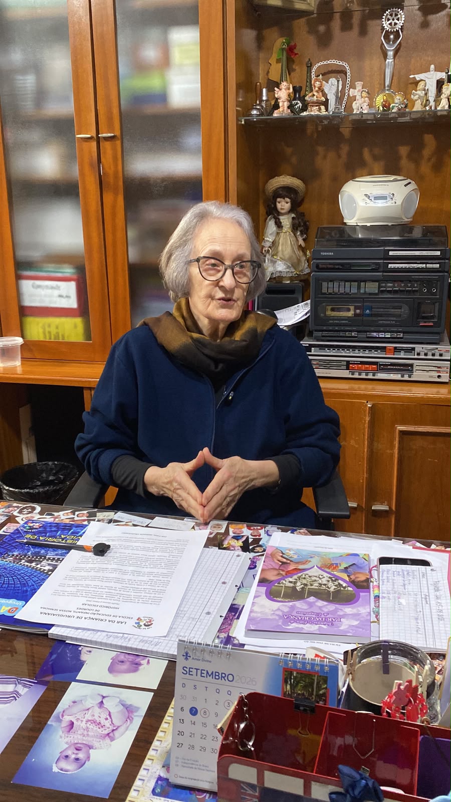 Aos 83 anos, a irmã Micaela integra a equipe há mais de cinco décadas. Para ela, acompanhar os 70 anos da instituição é motivo de emoção e orgulho. Crédito: Helena Biasi/JC.